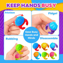 18pcs Colorful Safe Silicone Sensory Texture Ring Pocket Toy For Children Adult
