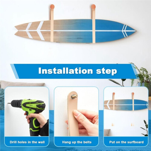 4 Pezzi Supporto da Parete per Snowboard, Tavole da Surf, Longboard e Wakeboard.