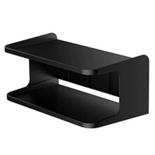 2-Shelf Bedside Shelf Organizer, Modern/Contemporary Style, Wall Mount, Double Tray Holder Black