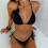 Two Piece Design Swimsuit Breathable Nylon Spandex Texture Separate Top Bottom Black L 10