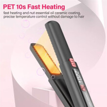 Cordless Hair Straightener and Curler 2 in 1, USB Rechargeable with 4500mAh Battery, 10s Fast Heating, Black