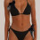 Two Piece Design Swimsuit Breathable Nylon Spandex Texture Separate Top Bottom Black L 9