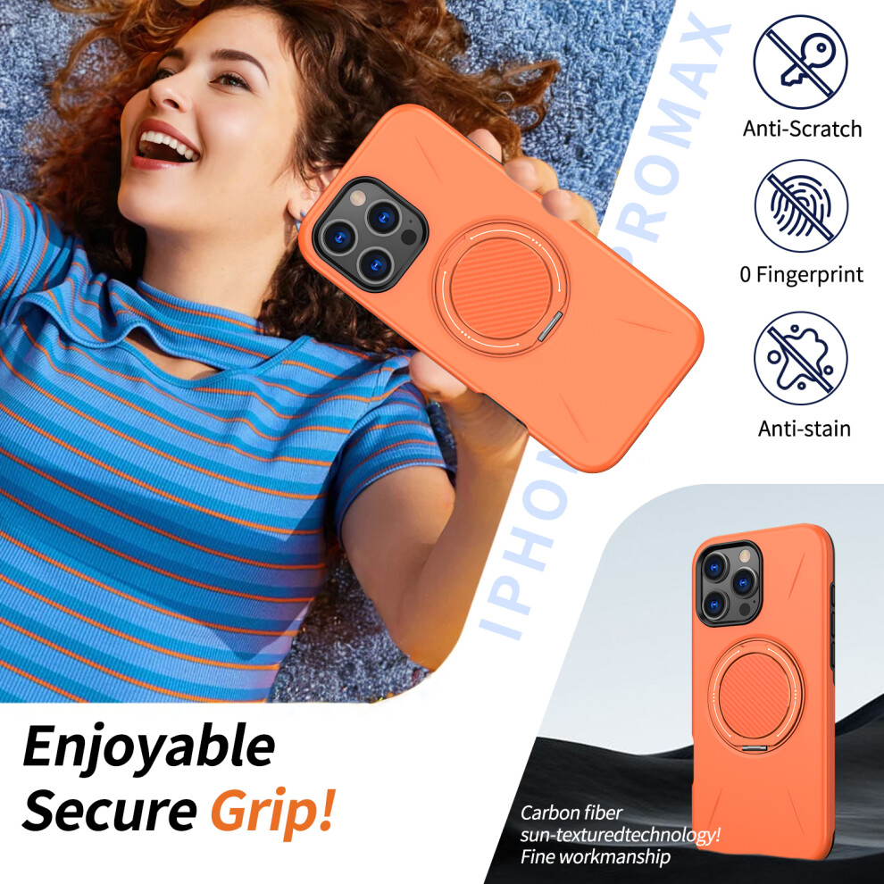 (Orange) For Iphone 14 Pro Max Case Compatible With Magsafe Tpu + Pc Back Cover With Rotating Kickstand Orange 6914293230683