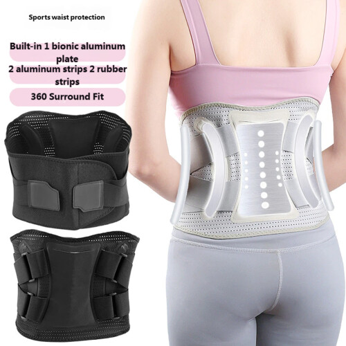 Comfortable fit Waist Support Featuring Double Structure Breathable Back Brace Gray L 2