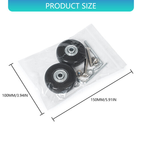 2PCS Practical Plastic Luggage Wheels Universal Replacement Quiet Rolling 60 silver 2