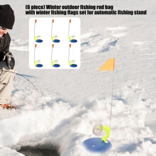 Winter Ice Fishing Accessories Including Portables Rod Holder and Automatic Flag