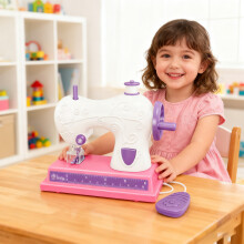 Kids Electric Sewing Machine Toy Pretend Play Activity Sewing Educaitonal Toy Pink