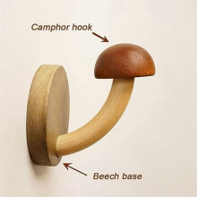PatèRe Champignon en Bois Amusant, Crochet en Bois Massif Non Perforé, Crochet de Porte de Vestiaire de Cuisine Salle de Bain