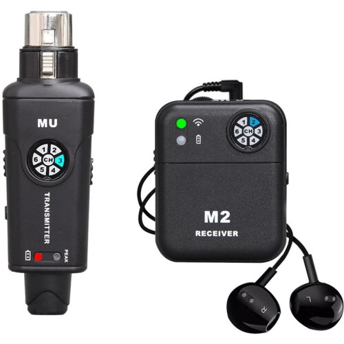 2.4GHz Wireless in-Ear Monitor System Transmitter Receiver Set 6 Channel Adjustable Frequency