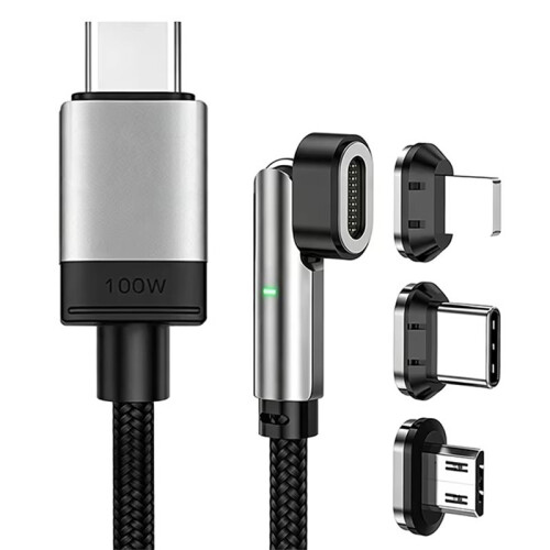 100W PD Magnetic Charging Cable 180 Rotatable Fast Charging Data Cord for Phone Laptop Tablet Multiple Devic 1m