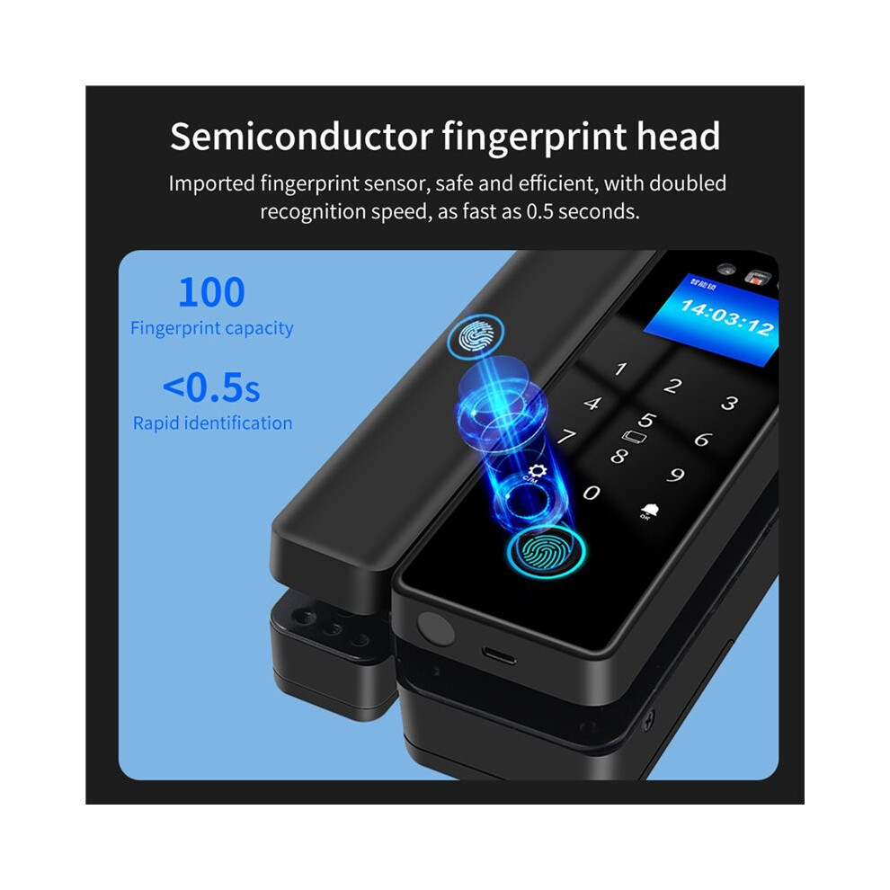 Tuya Wifi Glass Door Lock 3D Face Recognition Biometric Electronic Fingerprint Unlock 13.56Mhz Ic Card Unlocking 4713584401809