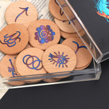 Wooden Runes Symbols Set Meditations Tool Witchcraft Gift for Women and Men Type C