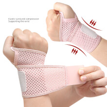 Breathable Wrist Support for Gym Workout Basketball Badminton Weightlifting Pink