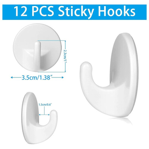 24 Pcs Plastic Hooks Self Adhesive, Sticky Hooks Removable Wall Hooks,Stick  Hooks for Hanging Coat Cloth Towel 1
