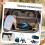 Carrinho conversível para cães com 2 guias e almofada, em aço e poliéster, azul e preto. 8