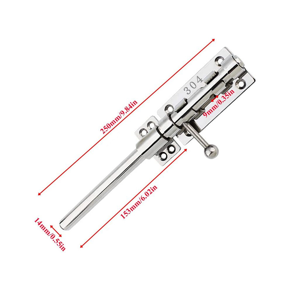 2X Slide Bolt Gate Bolt Heavy Duty Door Security Lock Thickened Door Latches Hardware 10In 4713126523044