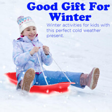 2Pcs Light Weight Snow Sled with Pull Rope and Handles Long Plastic Sled Board Pink