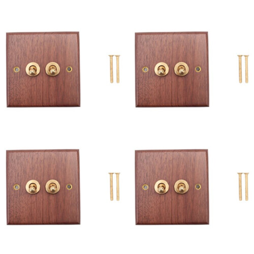 4X American Industrial Style Light  Socket, Solid Wood Brass Toggle  Plate, Antique Home Stay (2) 1