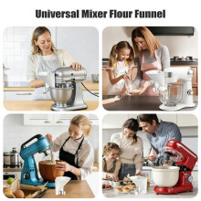 Flour Funnel for Stand Mixers, Wide Mouth Pouring Chute Attachment, Fits Glass Ceramic Stainless Steel Bowls