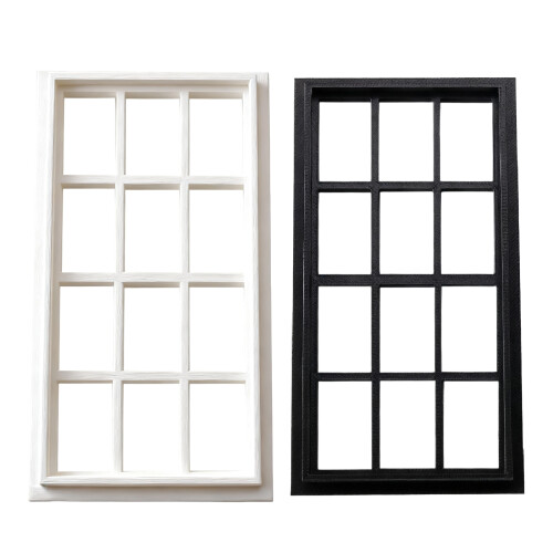 1/12 Scale Miniature Window Frame Plastic Model for Dollhouses Accessories Black 1