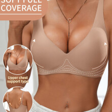 (Tawny, XL) European American/High-Quality Sexy Comfortable Jelly Gel/Simple Style Push-Up Bra, Single Piece