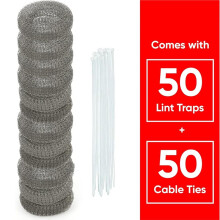 Lot de 50 Filtres à Peluches pour Machine à Laver : Maille en Acier Inoxydable Antirouille de Qualité Supérieure avec Pinces de Serrage