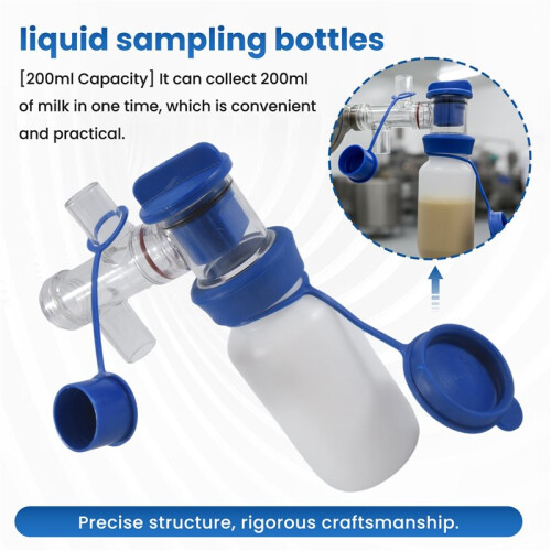 Milk Sampling Bottle, 200Ml Sampling Bottle Sampler Cow Milk Liquid Sampling Bottle Milk Container Corrosion-Resistant, Easy to Remove Milking Machine 1