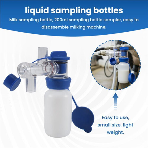 Milk Sampling Bottle, 200Ml Sampling Bottle Sampler Cow Milk Liquid Sampling Bottle Milk Container Corrosion-Resistant, Easy to Remove Milking Machine 2