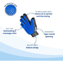 Econova 2 pack 4-in-1 Pet Grooming Gloves – Gentle Deshedding Brush & Massage Mitt for Dogs, Cats, & Horses – Soft Liquid Silicone Hair Remover wi