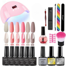 (5SET) Gel Nail Polish Set with UV Light 54W Nail Dryer, Glossy Matte Primer, Nail Art Decoration, Nail Art Tools Gift