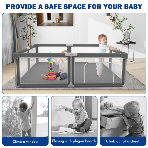 Foldable Baby Playpen  Portable Spacious  Sturdy Play Yard for Babies