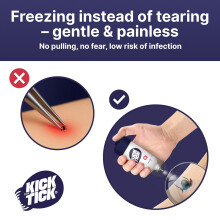 Novokill Kick The Tick Painless Tick Remover Set - Tick Freezing Spray & Professional Tweezers in Set for Children & Adults - Over 40 Applications -