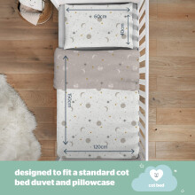 Silentnight Safe Nights Cot Bed Duvet Set - Breathable 100% Cotton Jersey - Super Soft Kind to Skin - Duvet Cover & Pillowcase for Toodler Child Juni