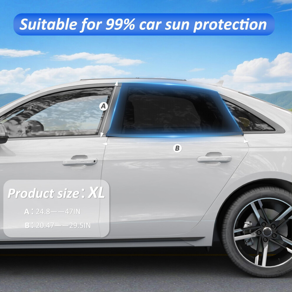 Vincona Car Window Shades For Baby 2 Pack，Stretchable & Breathable Window Screens For Sun Protection Sunshade, Uv/Mosquito Resistant, Suitable For A