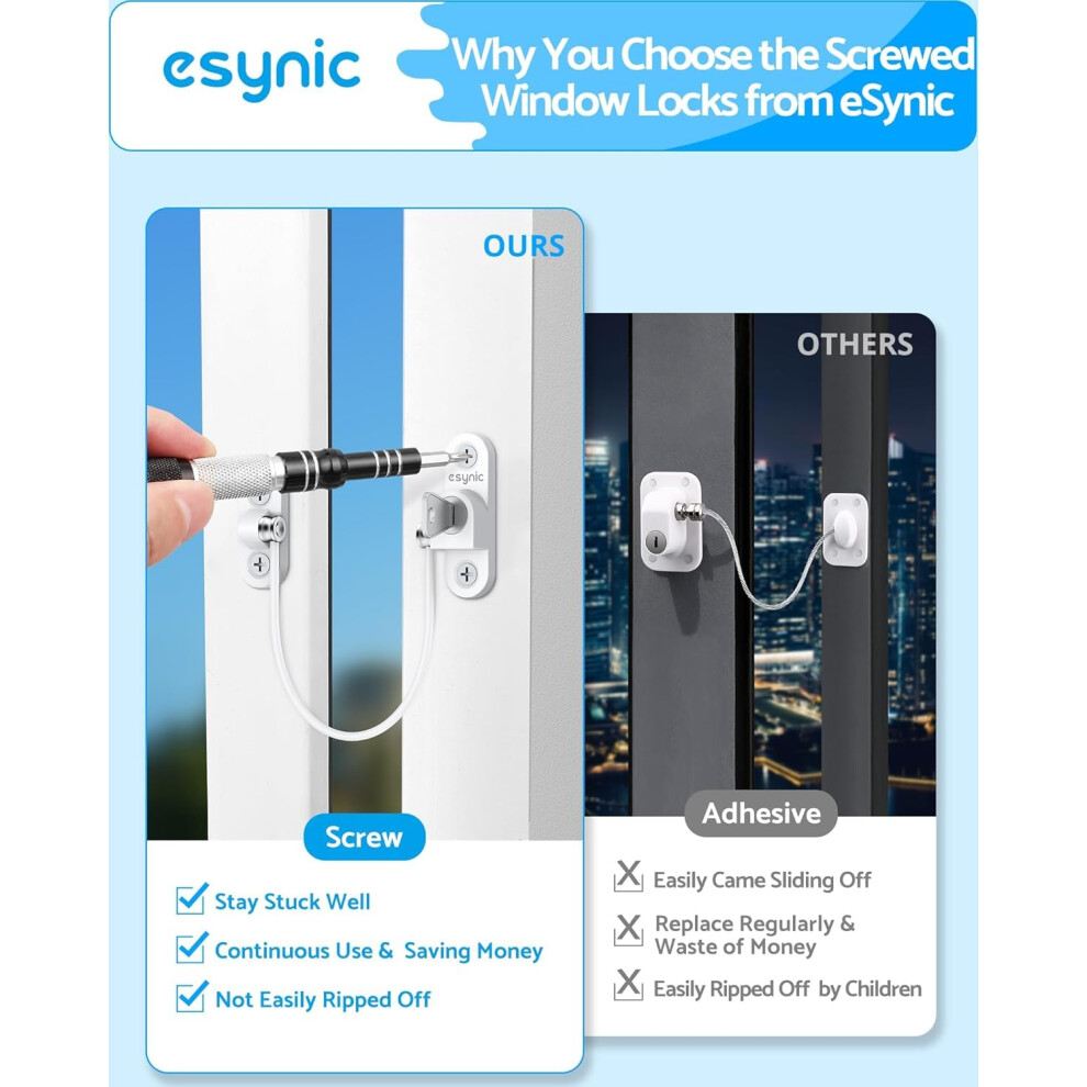 Esynic 20Pack Window Restrictors For Upvc Window Locks Child Safety Li