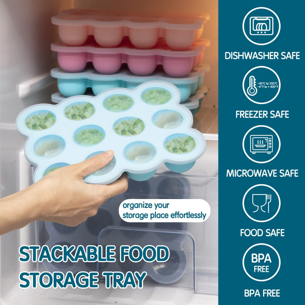 Btrfe Baby Food Storage Container,Silicone Baby Food Freezer Tray With Lid, Food Grade Silicone,Perfect Food Container For Homemade Baby Food,Fruit Purees&