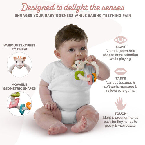 Sophie la Girafe Sophie la Girafe Sensory Teething Ring – 100 Natural Rubber MultiText 1