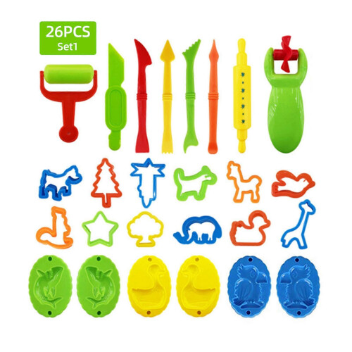 26 Pieces Play Dough Tools Playdough Accessories Set Various Plastic Molds Rollers Cutters Educational Gift for Children, Random Color 1