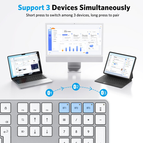 OMOTON Wireless Bluetooth Keyboard for Mac Air/Pro/iMac, QWERTY UK, Silver 1