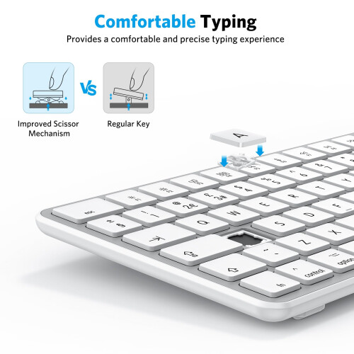 OMOTON Wireless Bluetooth Keyboard for Mac Air/Pro/iMac, QWERTY UK, Silver 2