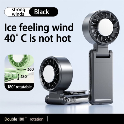 Portable Handheld Cooling Fan Semiconductor Ice Cold  Fan Rechargeable 3000mAh Foldable Digital Display Black 1