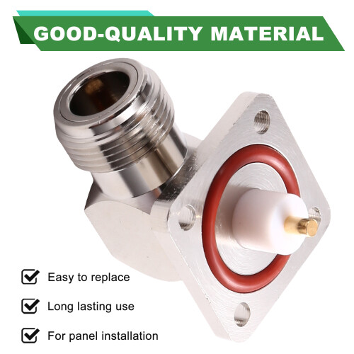 90 Degree N Type Connector Jack with 4 Hole Flange for Panel Mount - Electronics Component 1