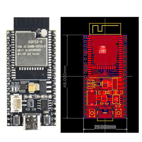 ESP32 Development Board 2.4G WiFi  Module with Battery Interface ESP32-S CH340X Type-C USB for DIY IoT Projects 1