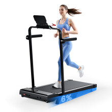 Superun Raceable 6% Incline Walking Pad with App Control, 6/12km/h Foldable Treadmill Under Desk Treadmill for Smart Devices with Training Courses, M