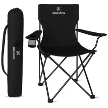 Green Haven Folding Camping Chair with Cup Holder & Carry Bag – Lightweight Portable Outdoor Chair, Heavy Duty Steel Frame, Padded Headrest, Wide Se