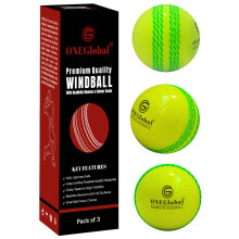 ONEGlobal Premium Windball Soft Cricket Ball | Durable & Safe, Colour Seam, True Bounce & Swing | Wind Ball for Outdoor & Indoor Practice, Coaching,