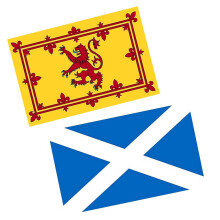 Scotland Flag Set of 2 - Saltire & Rampant Lion - 5FT x 3FT (150cm x 90cm) - Unisex Gift for Football Fans, Scottish Enthusiasts, Men & Women - Brass