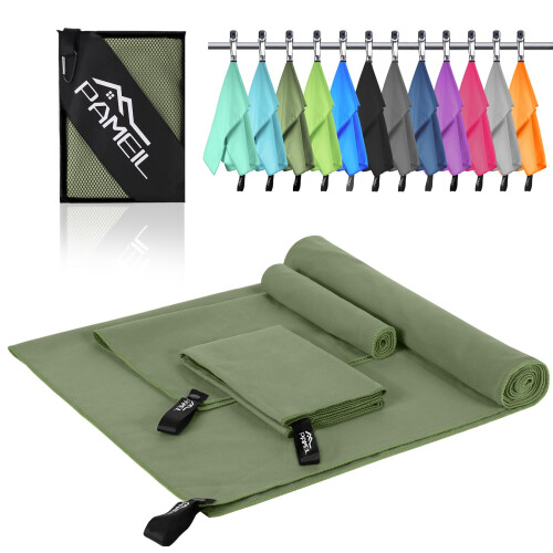 Pameil Microfibre Towel,3 Set(80 x 40cm x2 +160 x 80cm) Large Microfibre,Quick D
