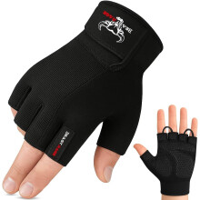 BEAST RAGE Gym Gloves Weight lifting Gloves Training Anti Slip Padded Palm Half Finger Powerlifting Workout Exercise Gloves for Men and Women (Jet Bl