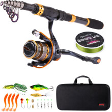 Sougayilang Telescopic Fishing Rod Portable Fishing Rod with Spinning Reel Carry